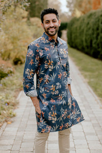 FARID Whimsical Light Pink Floral Kurta