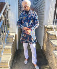 FARID Whimsical Light Pink Floral Kurta