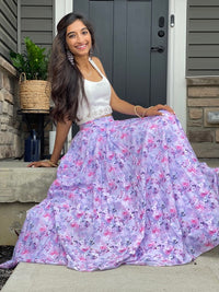 ANISHA Purple Cotton Floral Skirt
