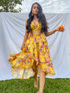 CARLEIGH Yellow Floral Ruffle Skirt - Front View - Harleen Kaur Womenswear