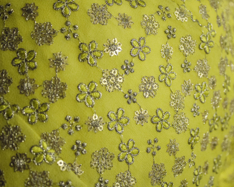Divya Floral Sequin Lehenga Skirt - Lime Floral - Harleen Kaur Made in NYC
