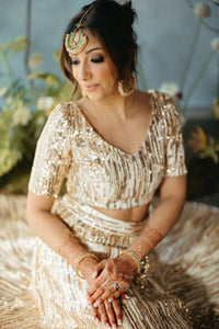 SEEMA RENAYA Ivory and Gold Bridal Lehenga Set