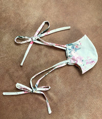 Pistachio Floral Cotton Face Mask - Side View - Harleen Kaur 