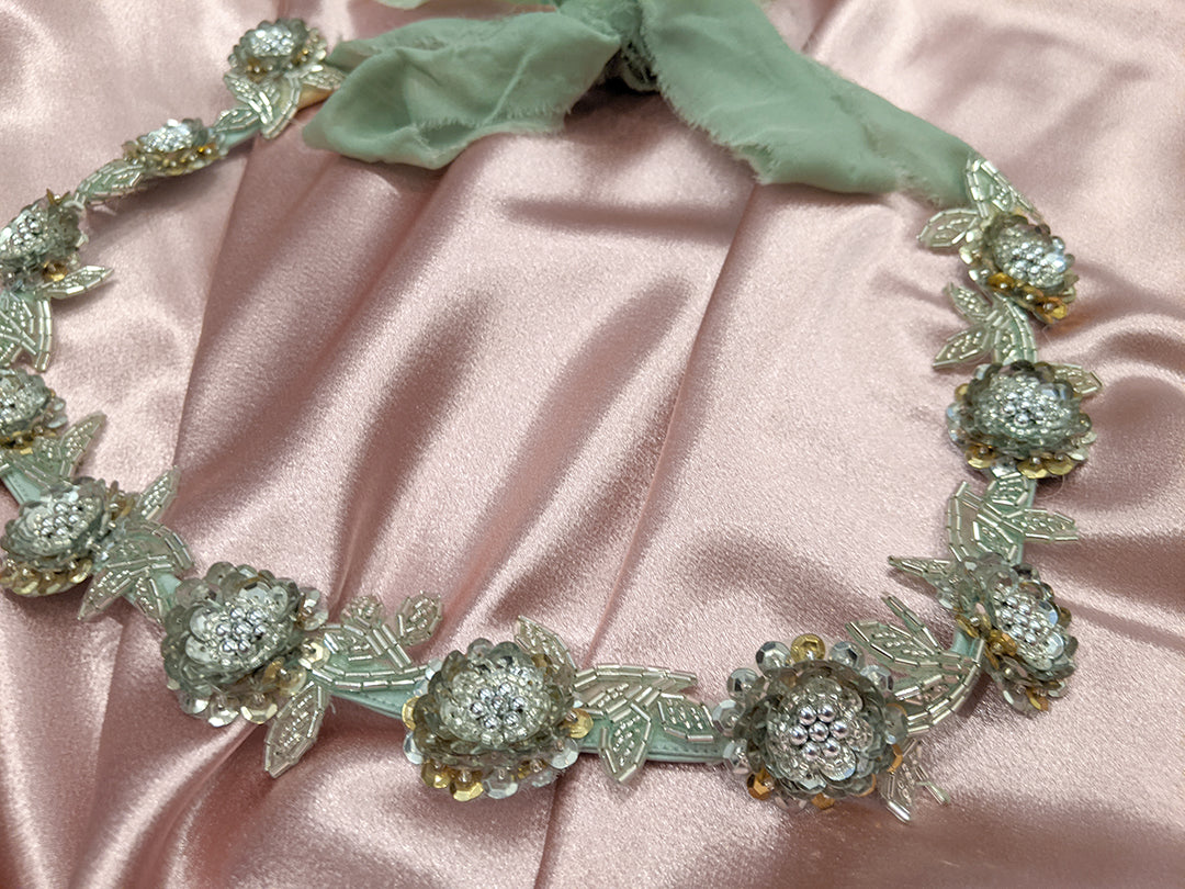 PIA Bridal Floral Beaded Sequin Belt