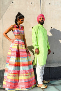 RANJA Metallic Tunic in Lime Green - Front View - Harleen Kaur - Ethically Made Menswear