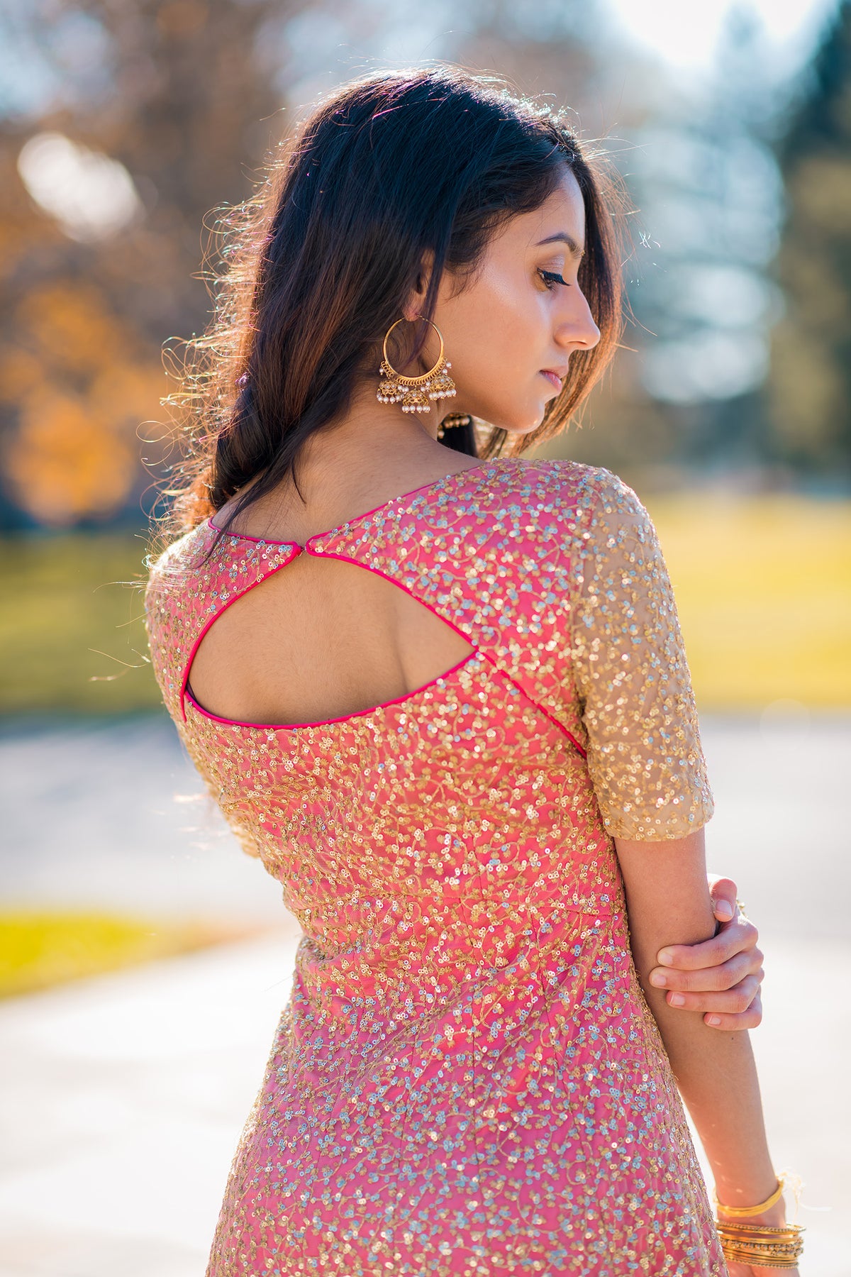 AMIRA Gold Embroidered Anarkali Dress