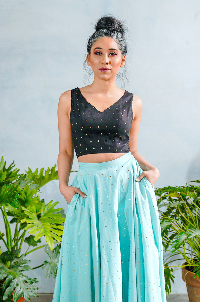 SONA Diamond Cotton Lengha Top - Front View - Harleen Kaur - South Asian Womenswear