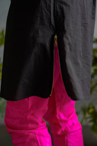 ZAIN Zipper Detail Cotton Shirt - Detail View - Harleen Kaur - South Asian Menswear
