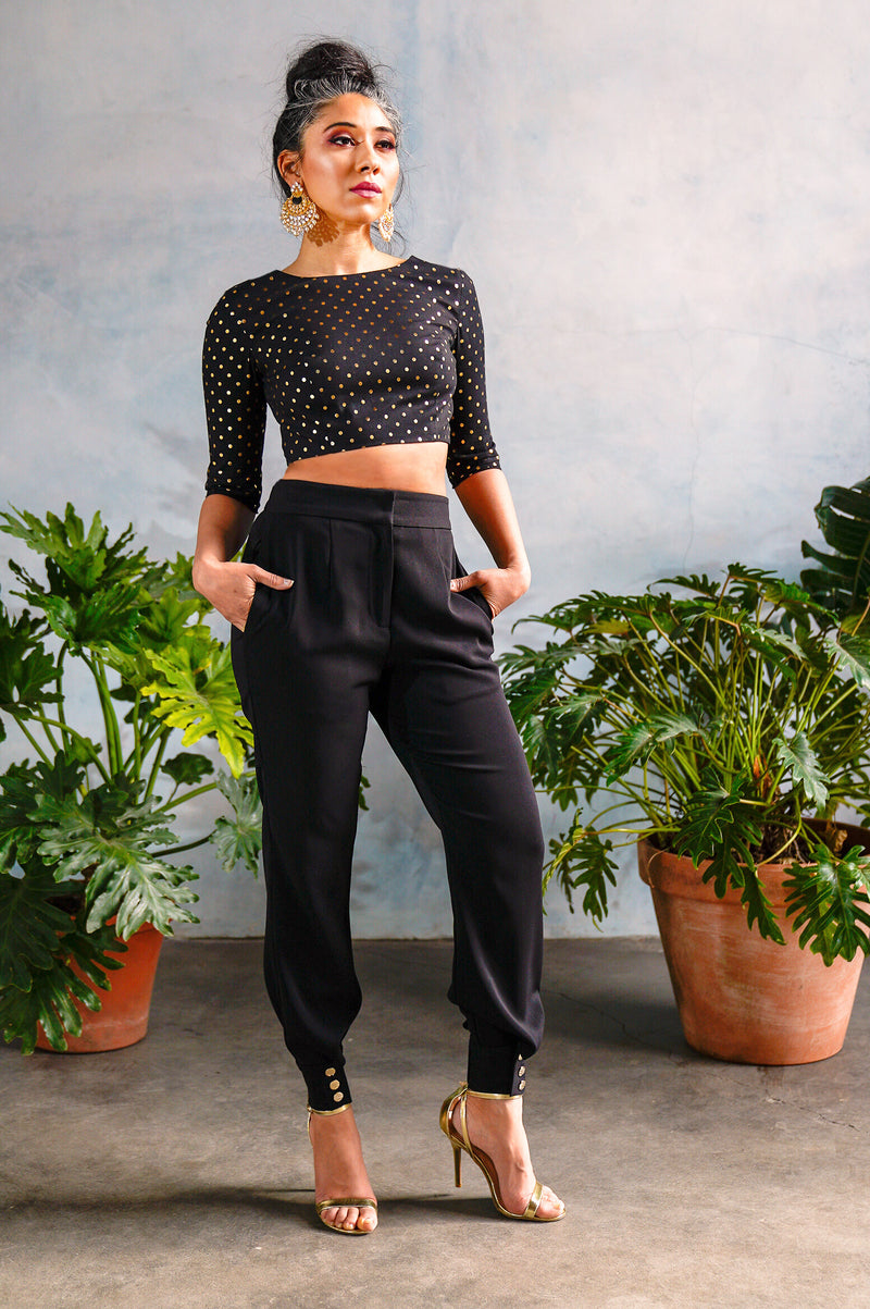 HUMA Stretch Crepe Pants - Front View - Harleen Kaur - Indowestern Womenswear