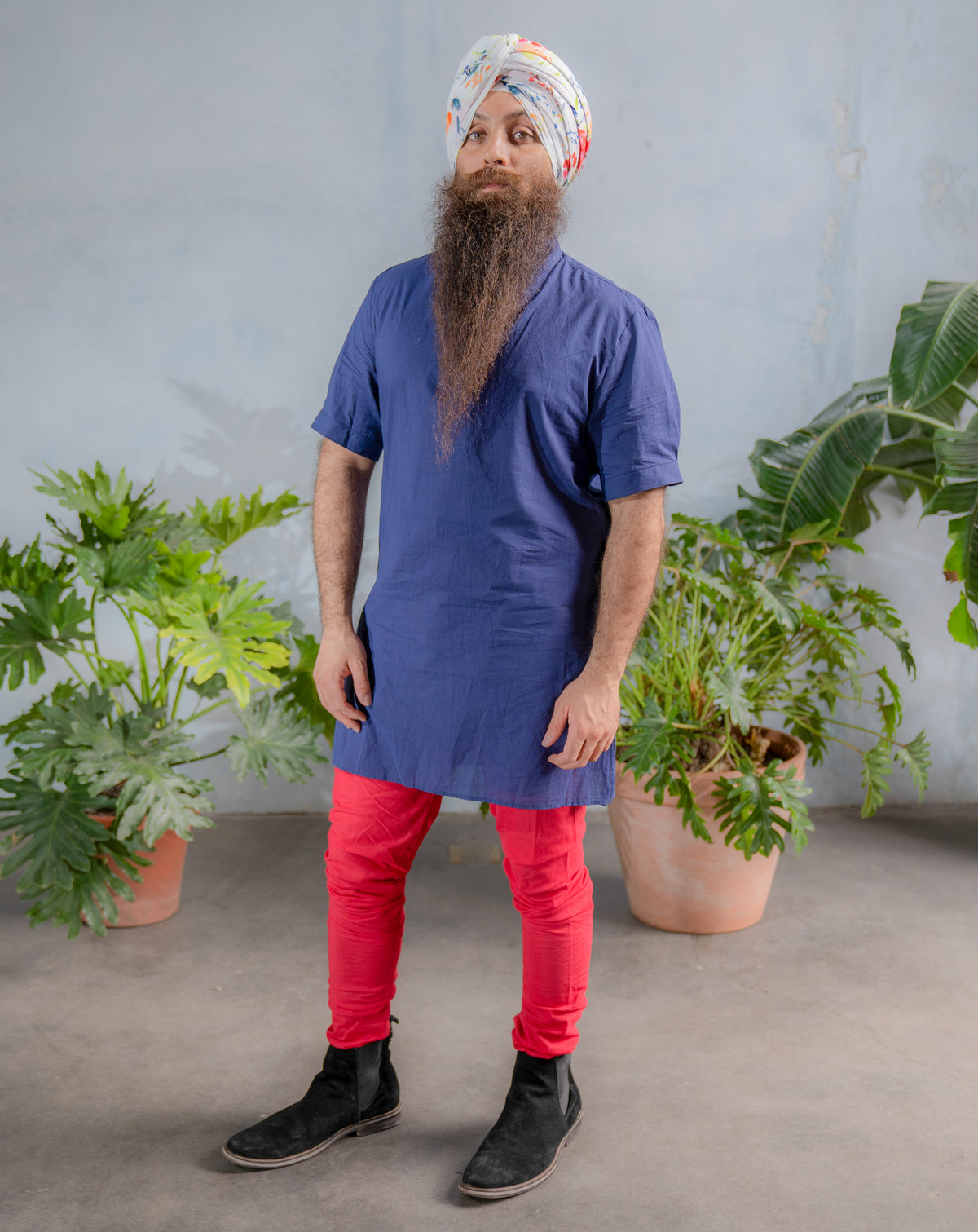 JEEVAN Red Cotton Pant - Front View - Harleen Kaur - Ecoconscious Menswear