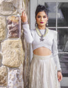 MAYRA White and Silver Sequin Lehenga Skirt