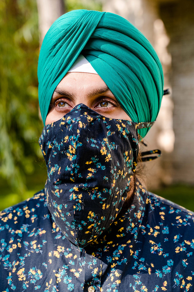 Floral Face Mask for Beard - Front View - Harleen Kaur - South Asian Menswear