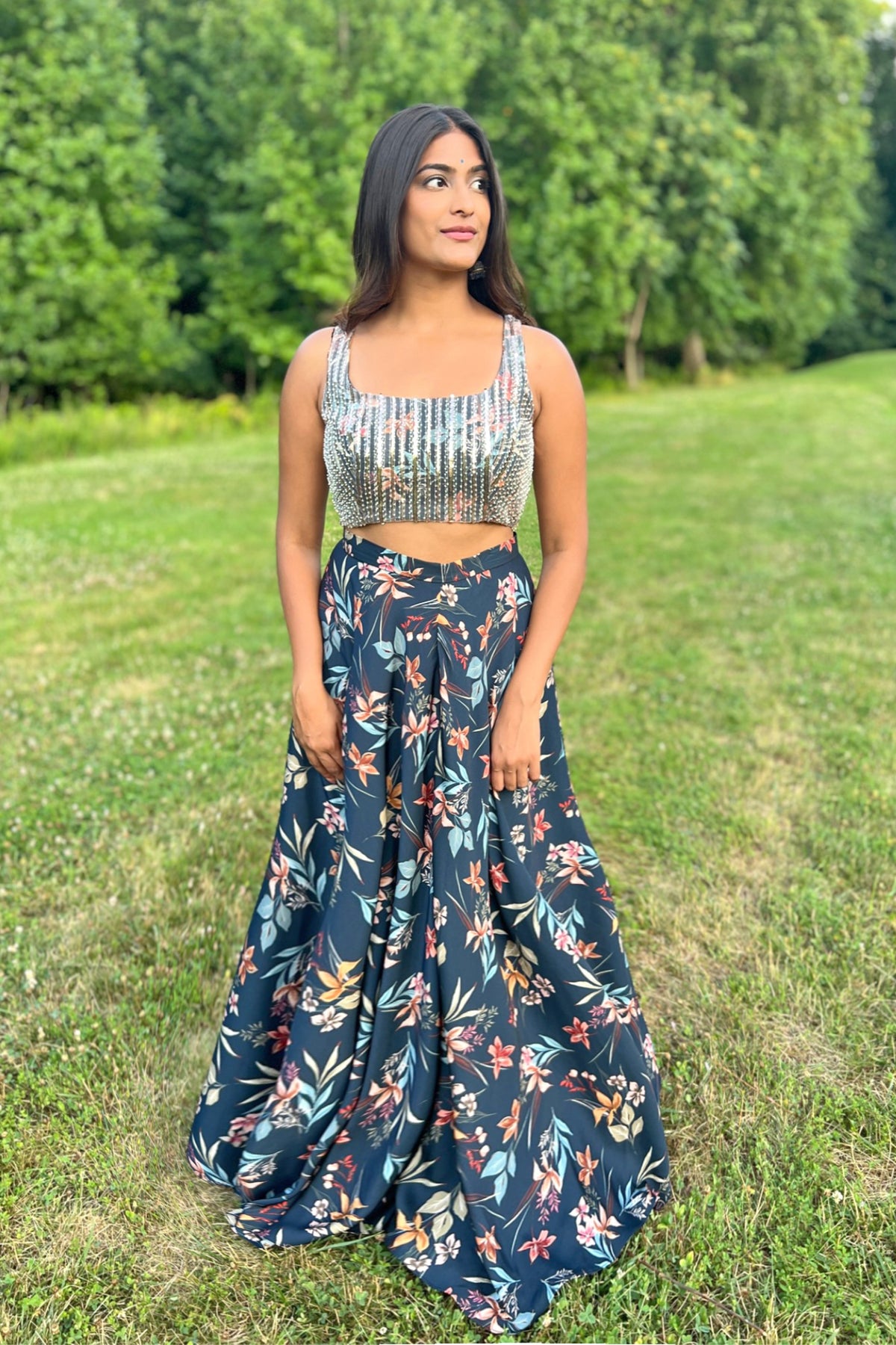 THALIA Whimsical Floral Lehenga Skirt