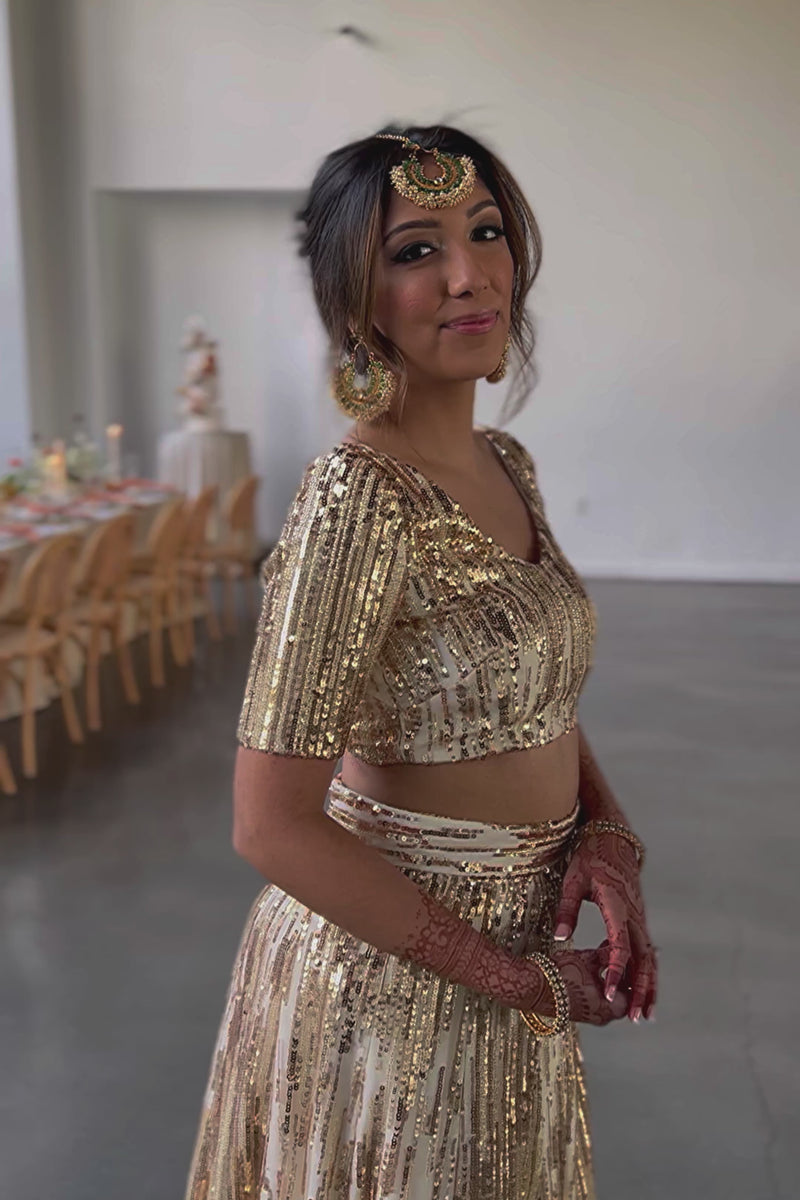 RENAYA Ivory and Gold Bridal Lehenga Top