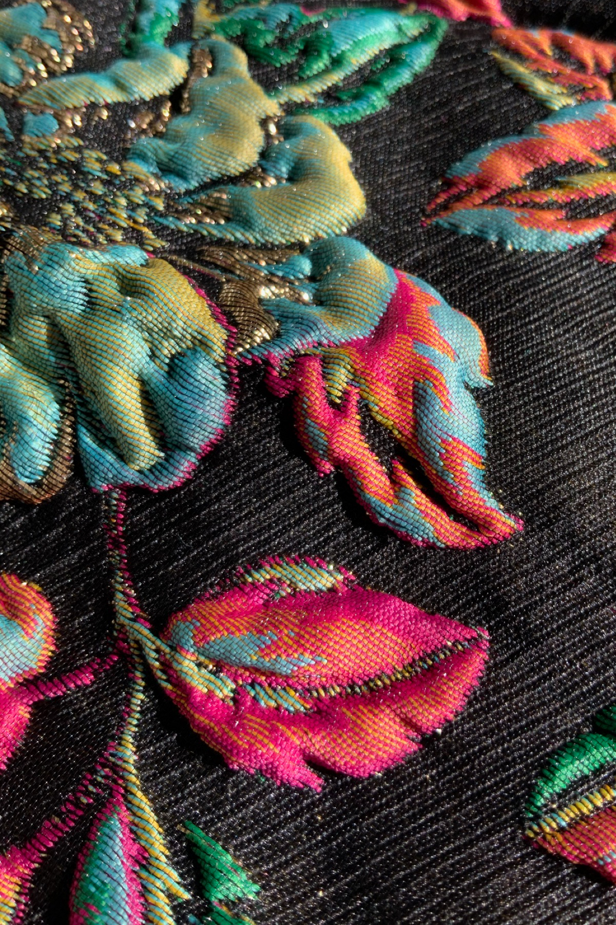 Black/Green Multi Floral Jacquard Close Up - Harleen Kaur