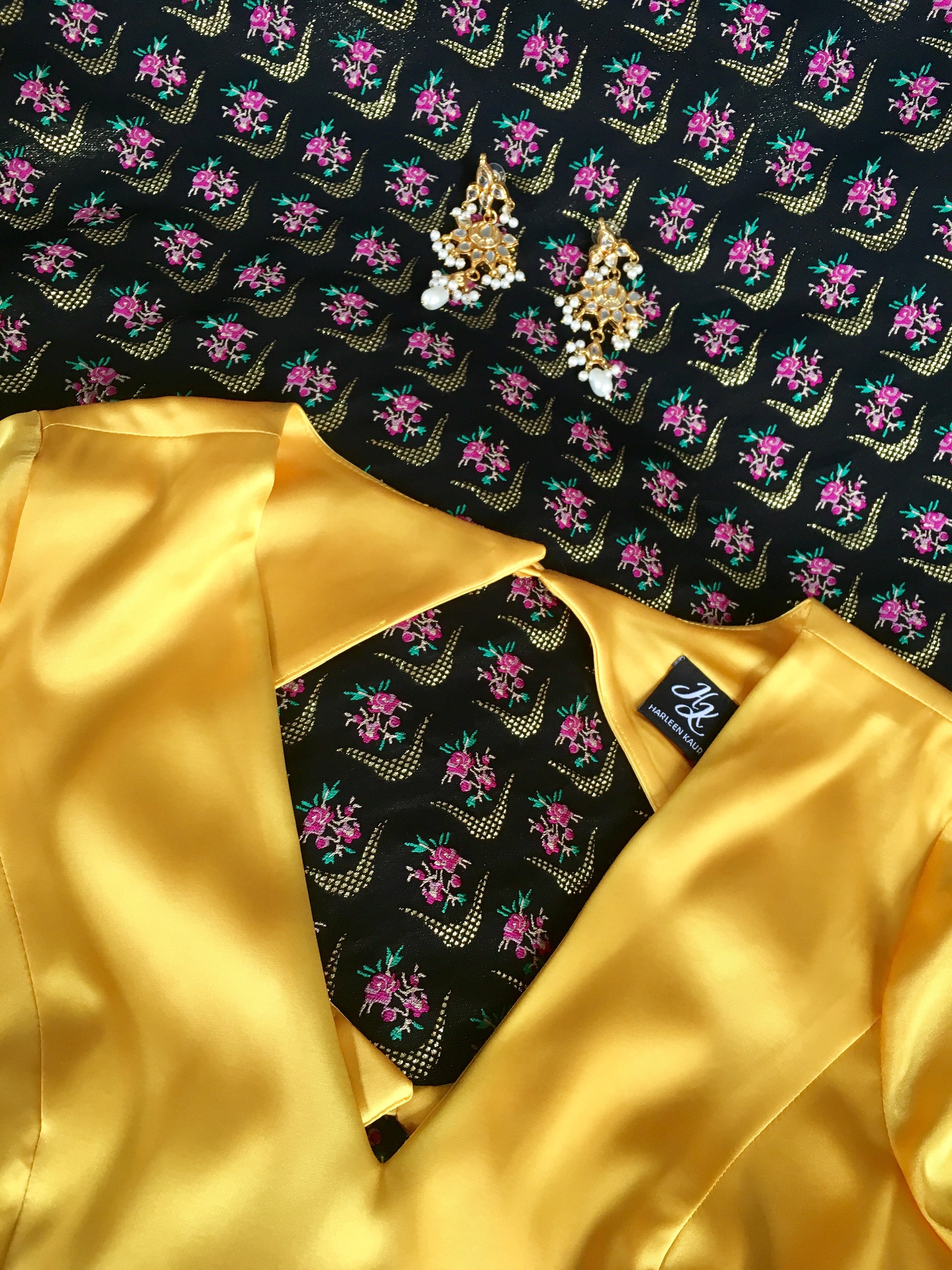 NIDA Diamond Back Satin Top - Detail View - Harleen Kaur - South Asian Womenswear