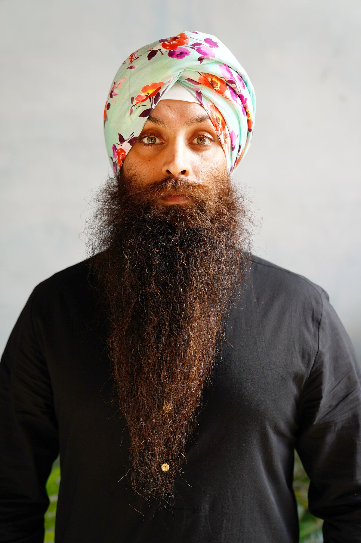 MAHA Cotton Turban in Mint Floral Print - Front View - Harleen Kaur