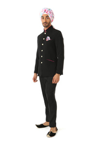 NAHM Black Jacket - Side View - Harleen Kaur - Indowestern Menswear