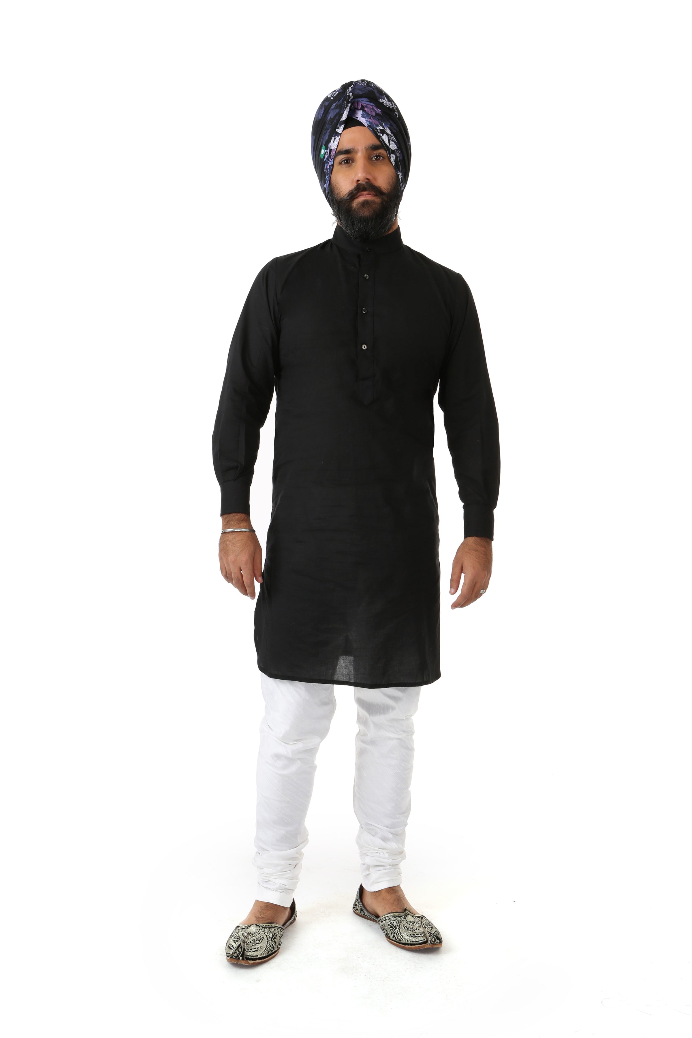 Harleen Kaur Mens JAG Pants in White Silk - Front View
