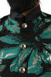 MIRAT Black Green Gold Metallic Jacquard Vest | HARLEEN KAUR