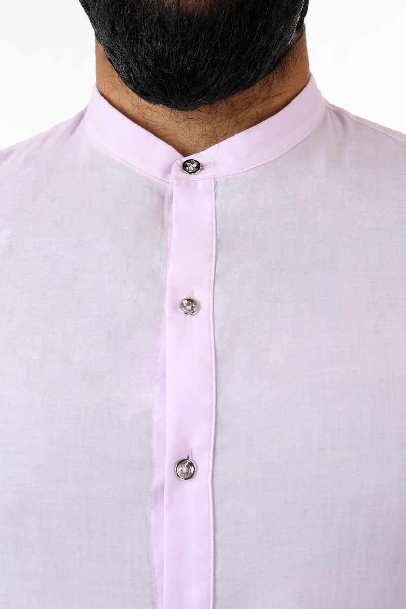 Harleen Kaur Justin Slim Lavender Kurta - Button Details