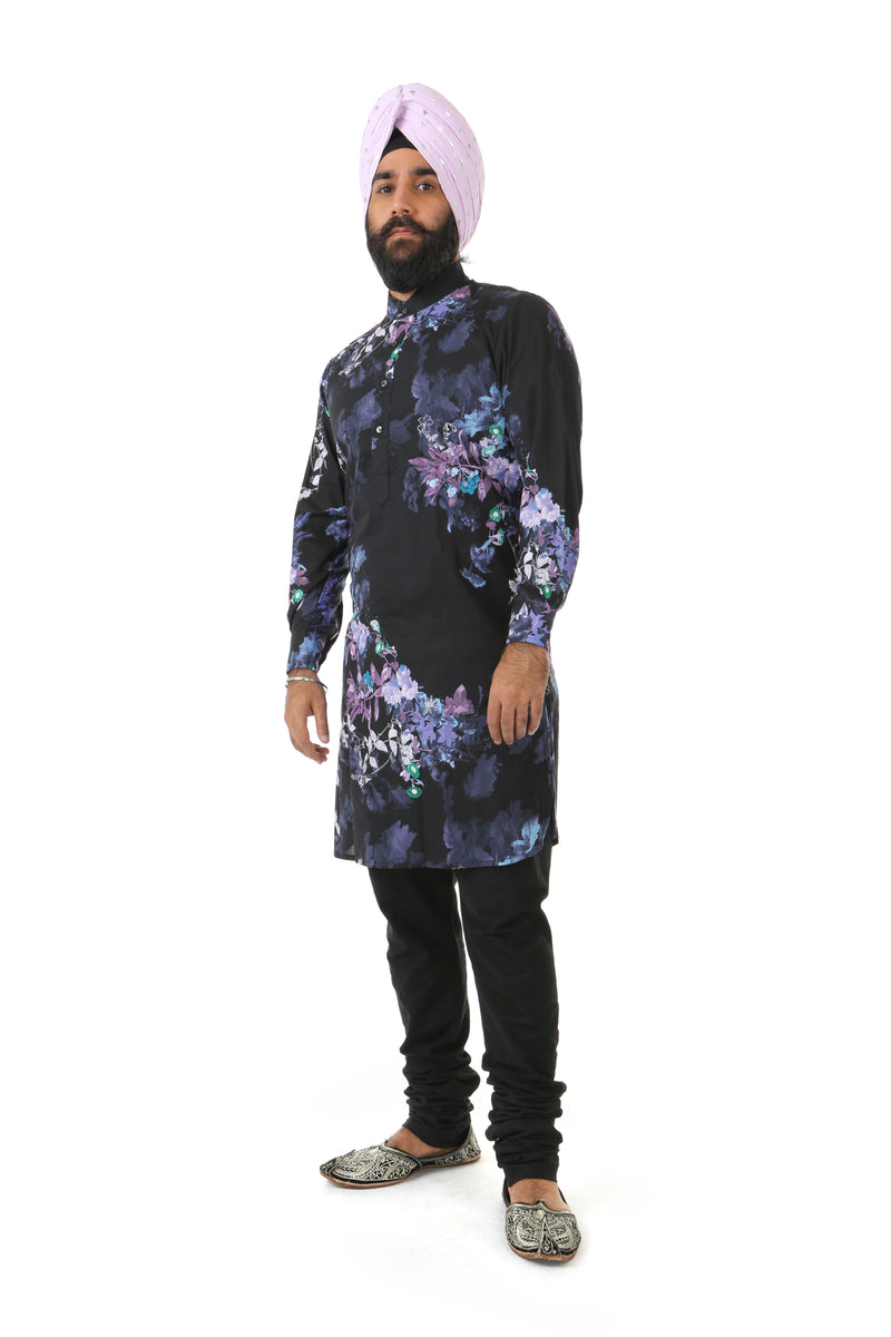 Harleen Kaur Mens JAG Pants in Black Silk - Front View