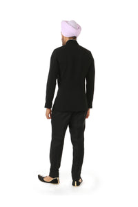 Harleen Kaur NAHM Mens Black Jodhpuri Jacket - Back View
