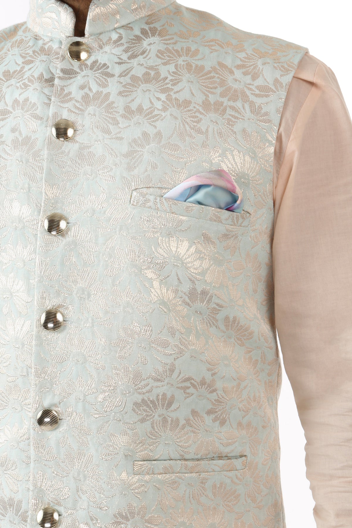 Harleen Kaur Pana Satin Pocket Square in Floral Print 